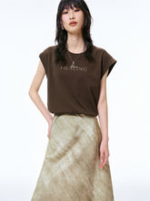 Women's Letter Print Cap Sleeve T-Shirt